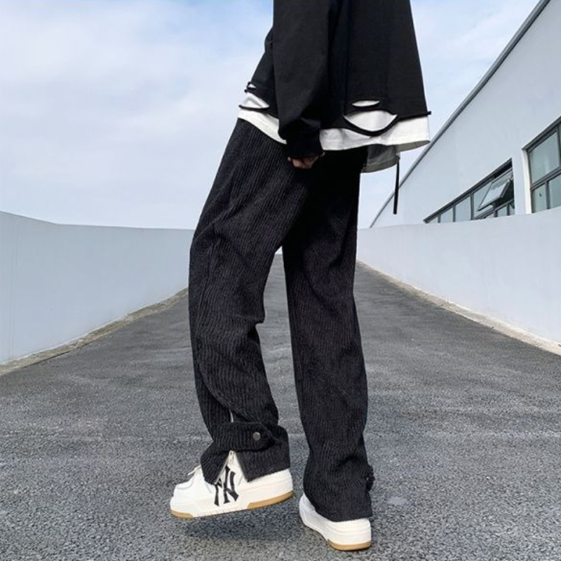 Men'S Fashion Deals - السراويل الرياضية الذكور الأسود الصلبة سستة