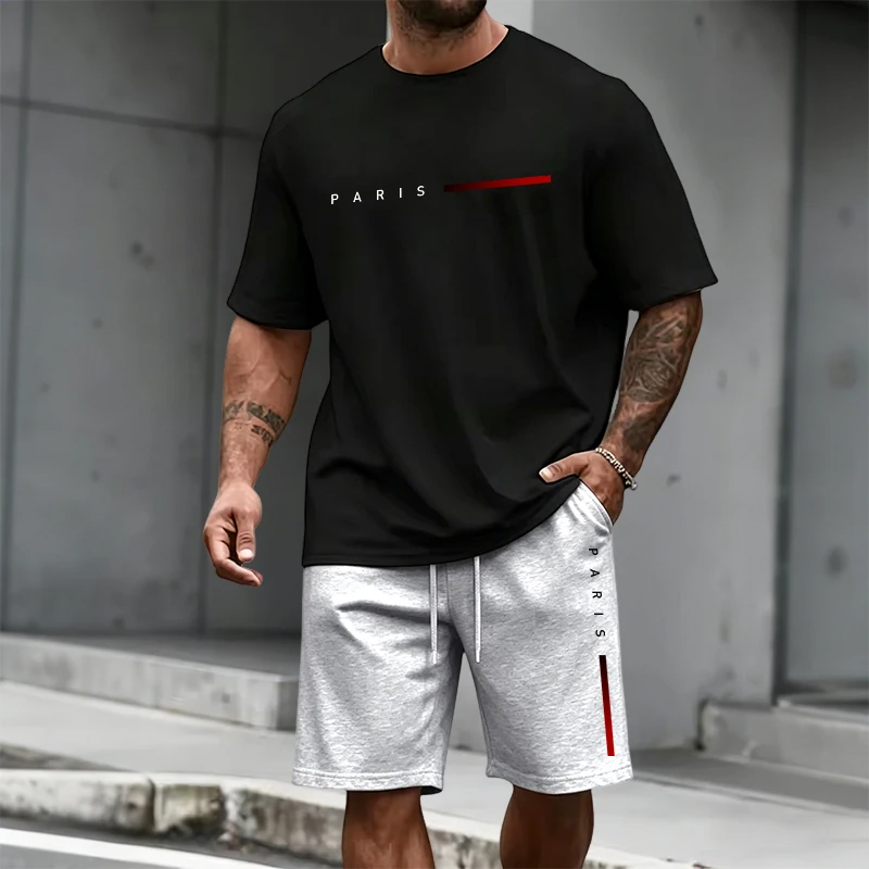 Mens Fashion Urban - طقم رجالي صيفي عصري بأكمام قصيرة