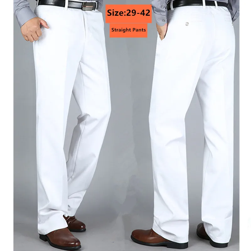 Formal Trouser Stretch - الأبيض السراويل الرجال مكتب رسمي مستقيم