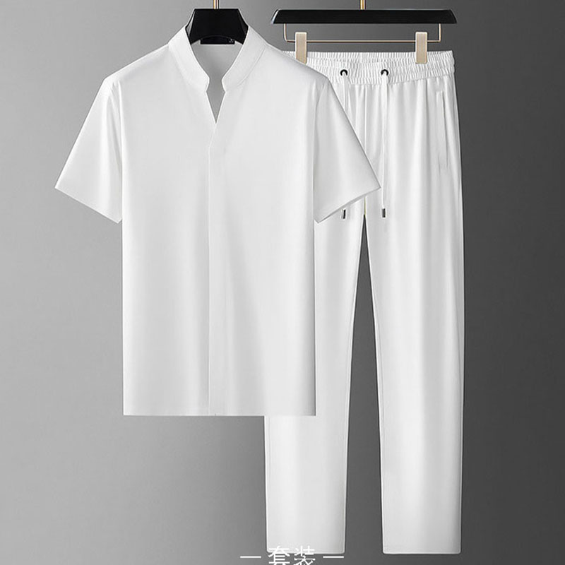 Men'S Fashion V Neck T Shirts - طقم رياضي صيفي أنيق للرجال من