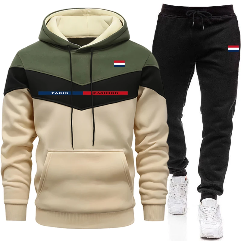 Men'S Fashion Hoodie - بدلة رياضية يومية للخريف والشتاء، ملابس