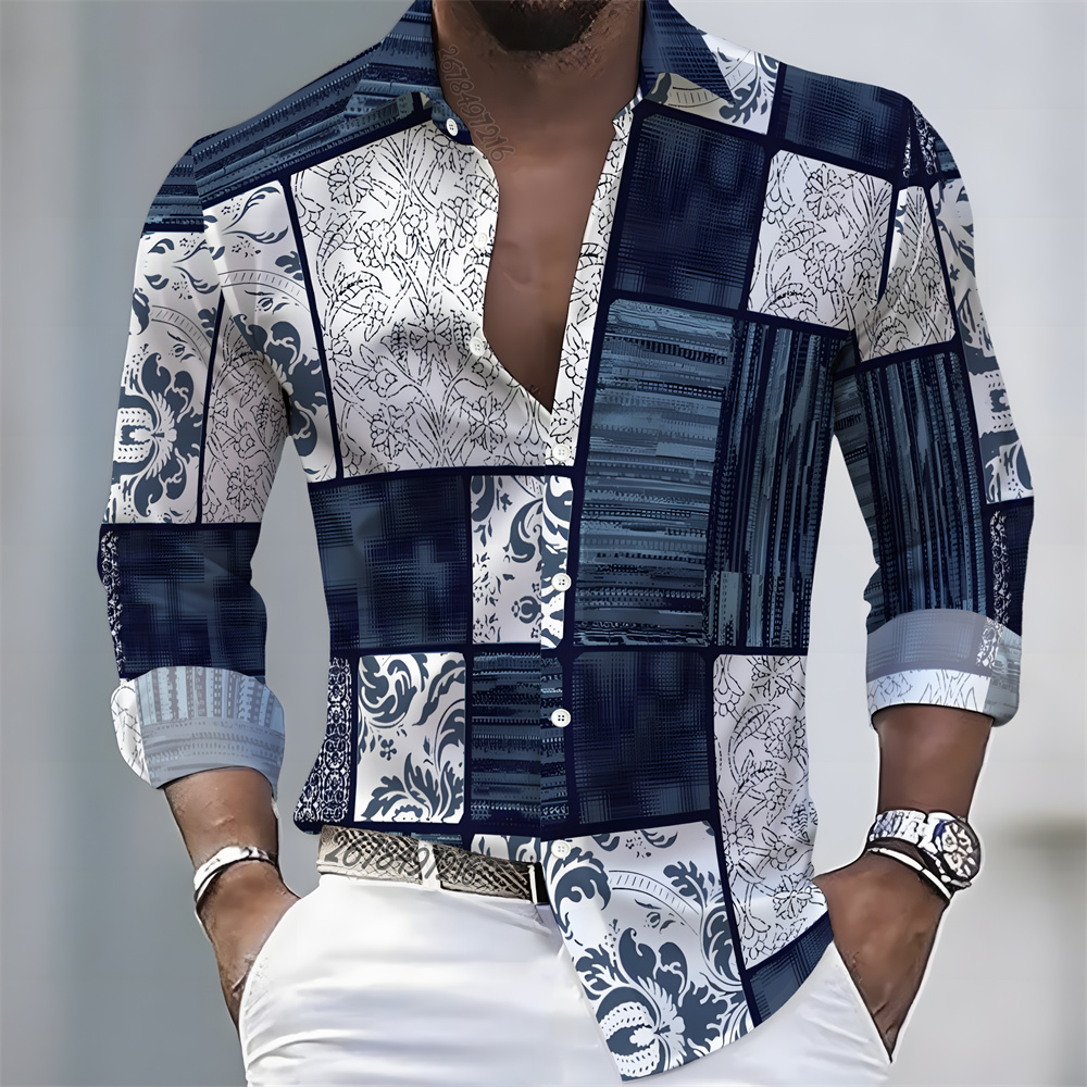 Mens Fashion Clothes - قميص رجالي بأكمام طويلة بتصميم فاخر