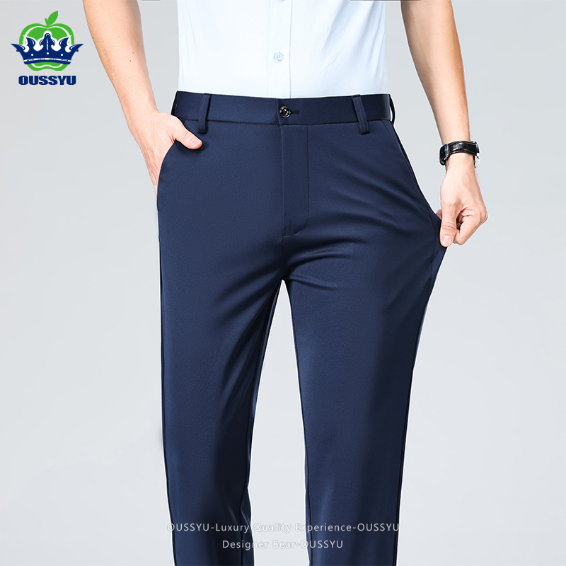 Formal Trouser Stretch - بنطلون رجالي صيفي رفيع مرن للأعمال،