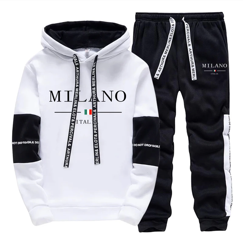 Men'S Fashion Hoodie - طقم رجالي/هودي/بنطلون، طقم رياضي عصري إيطالي،
