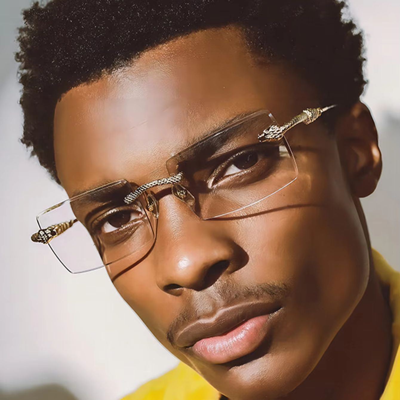 Men'S Fashion Non Prescription Glasses - زوج واحد من النظارات الرجالية المعدنية