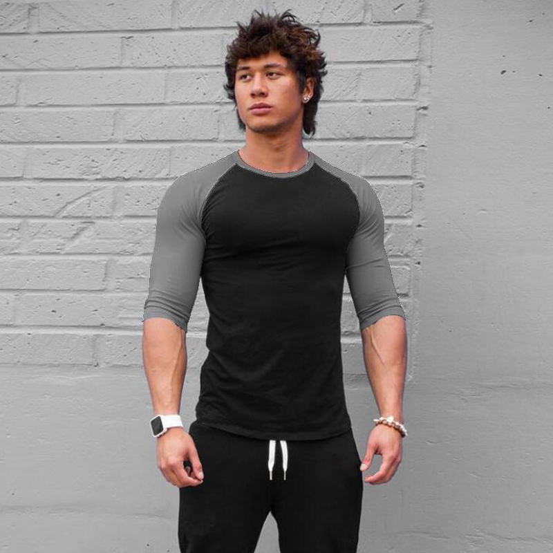 Muscle Tee Workout - قميص رجالي بأكمام ثلاثة أرباع ،