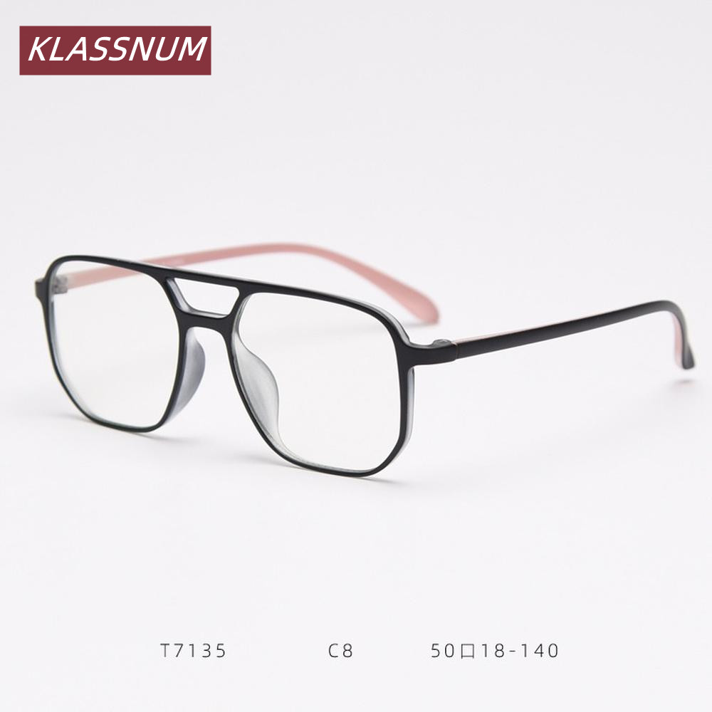 Men'S Fashion Non Prescription Glasses - إطار نظارات مربع بجسر مزدوج من