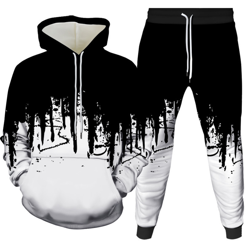 Men'S Fashion Hoodie - الحبر اللوحة ثلاثية الأبعاد مطبوعة هوديي