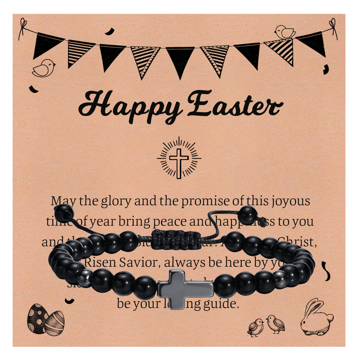 Men'S Fashion Easter - عيد الفصح الهيماتيت الصليب سوار للرجال،