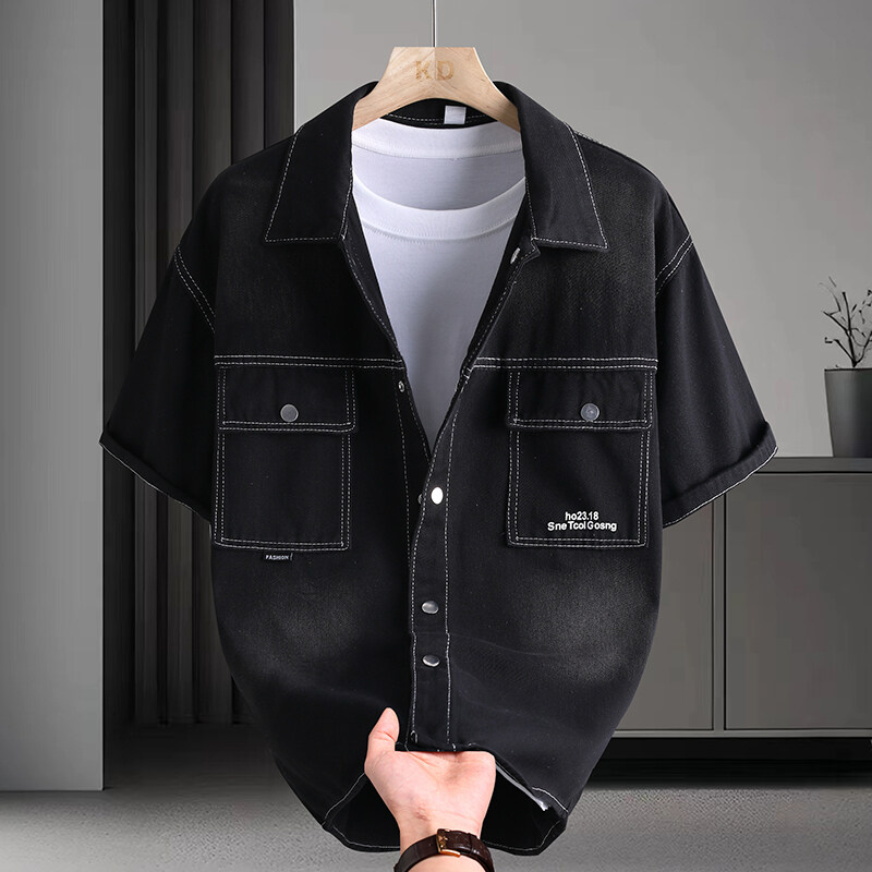 قميص دينيم رجالي صيفي عصري بلو - مراجعة Mens Fashion Urban وسعره