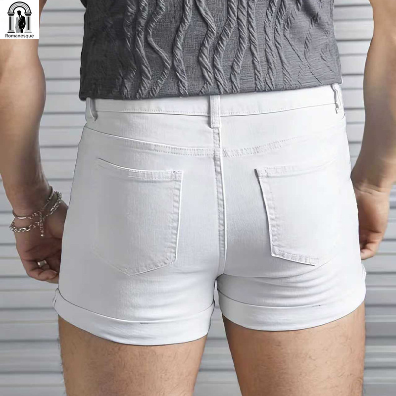 شورت جينز أبيض ضيق للرجال، بحا - مراجعة Skinny Jeans Ripped وسعره