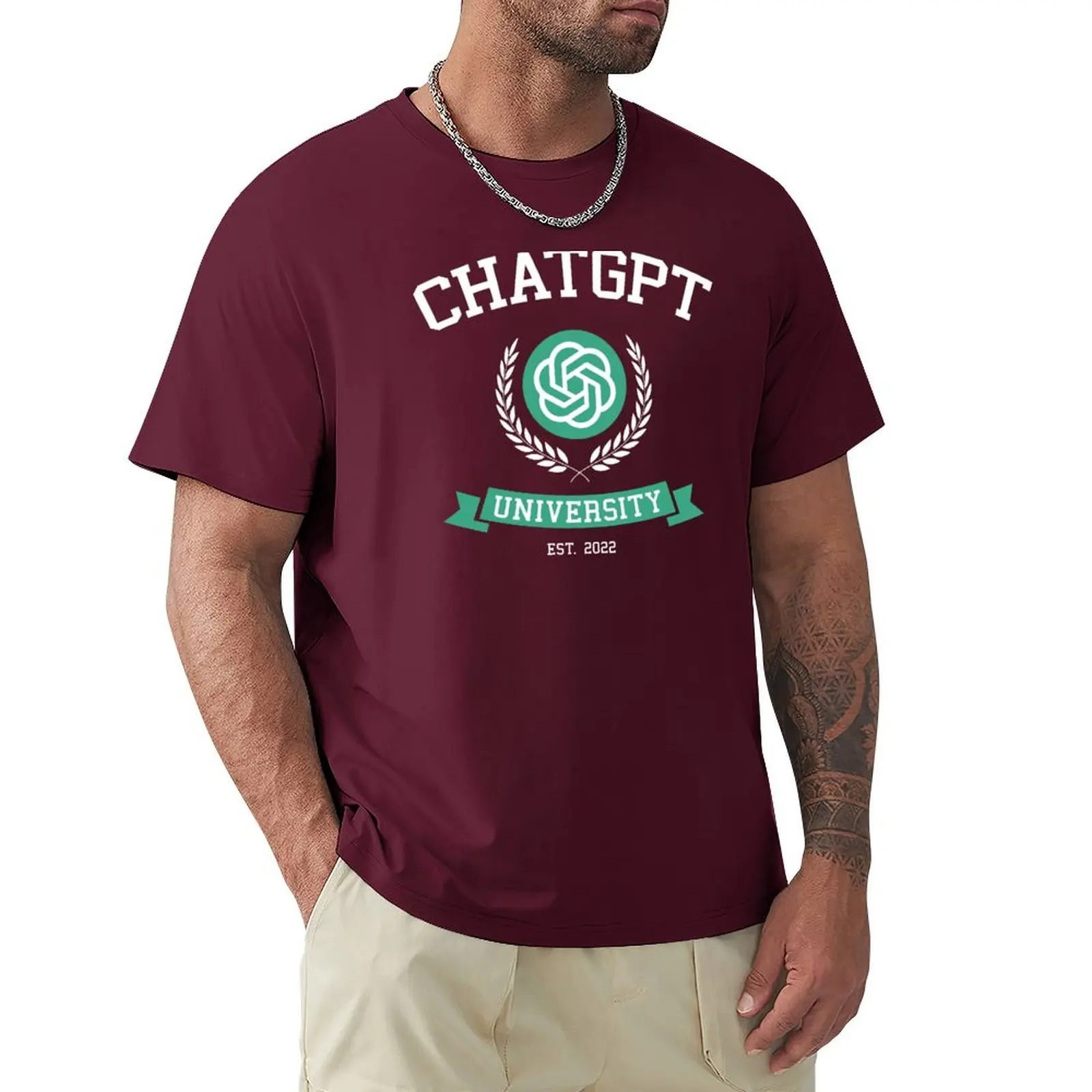 جامعة Chatgpt-تي شيرت مضحك ، ه - مراجعة Men'S Fashion University وسعره