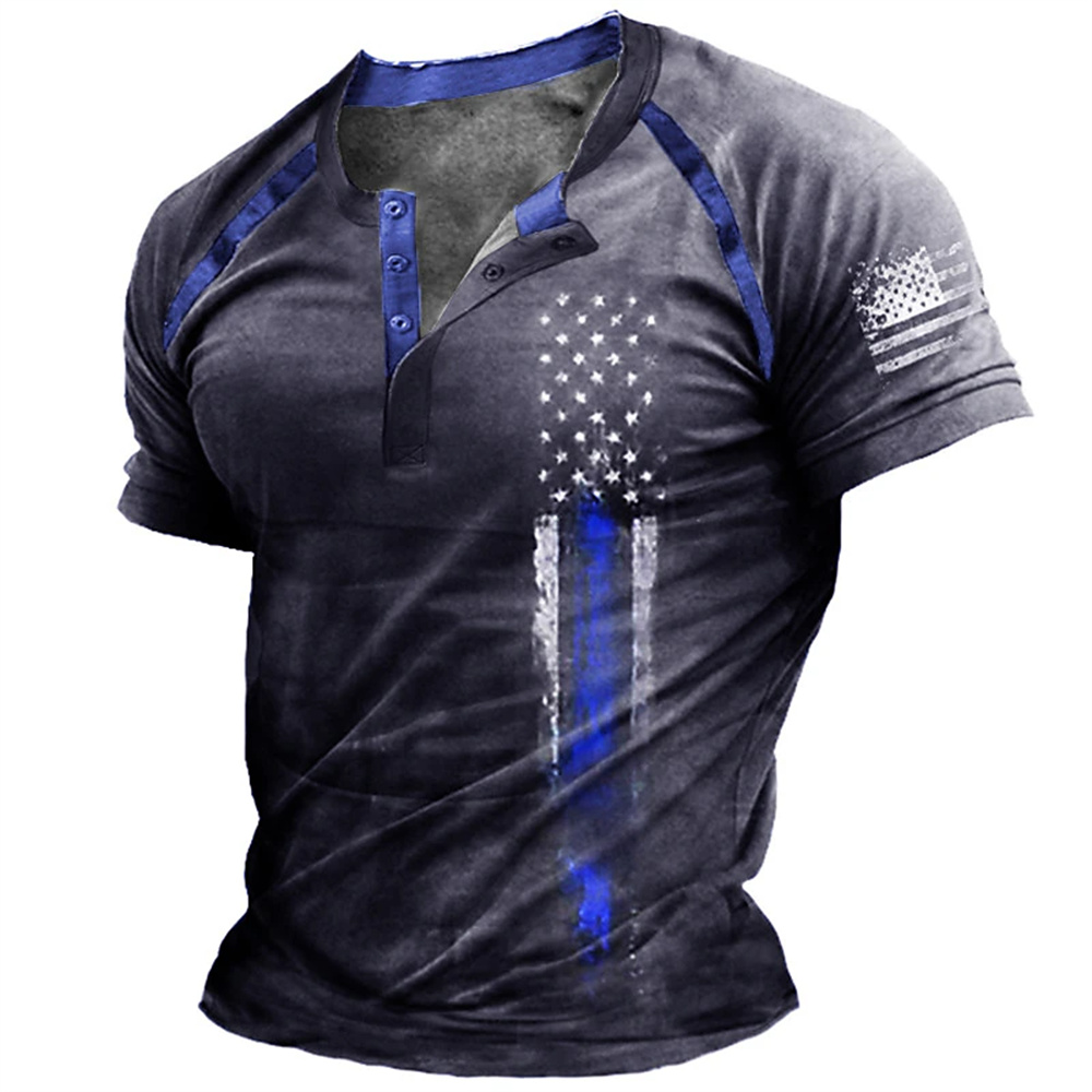 قميص هنري رجالي بطباعة العلم ا - مراجعة Mens Fashion Clothes وسعره