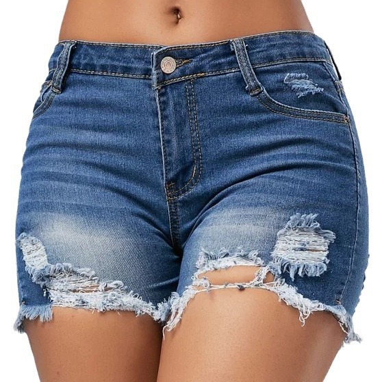 شورتات نسائية جينز ممزقة بخصر  - مراجعة Skinny Jeans Ripped وسعره