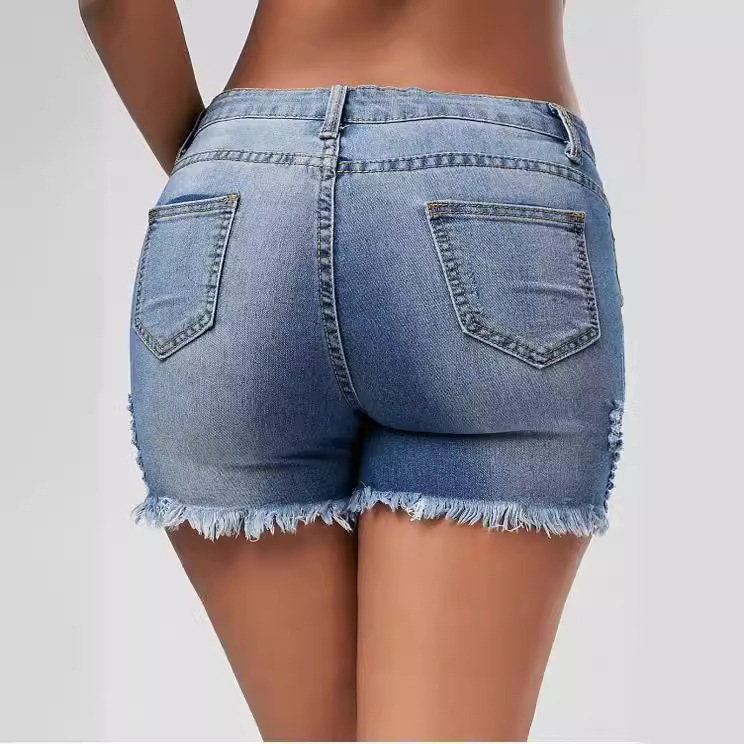 شورتات نسائية جينز ممزقة بخصر  - مراجعة Skinny Jeans Ripped وسعره