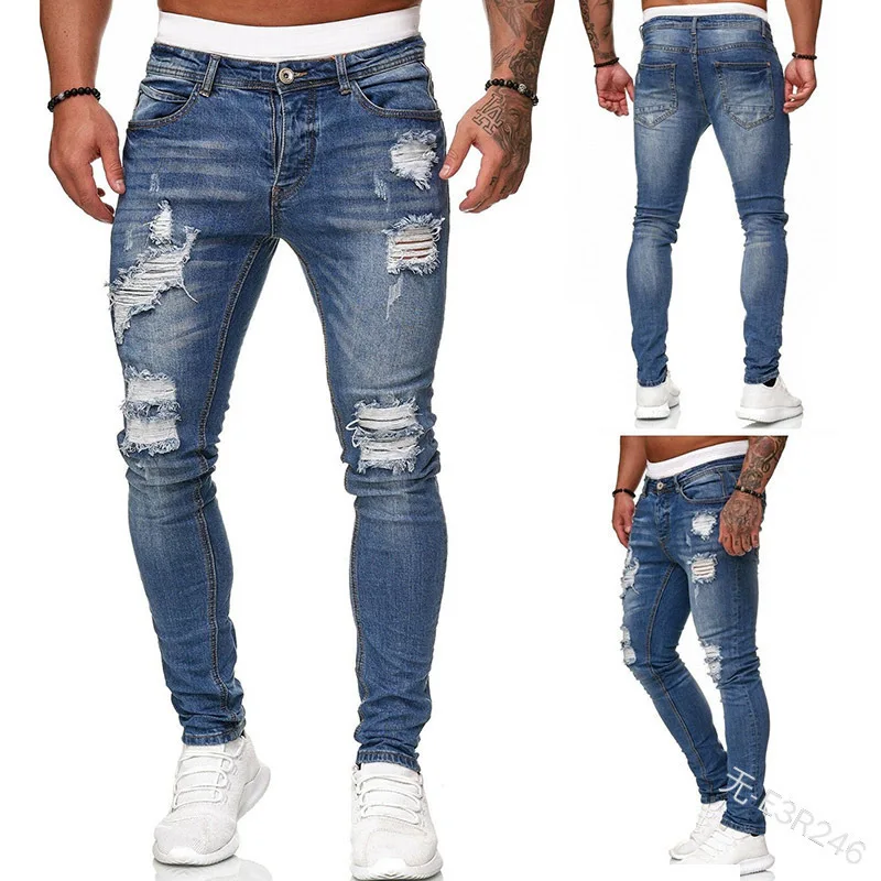 ممزق الرجال الجينز الدنيم بانت - مراجعة Skinny Jeans Ripped وسعره