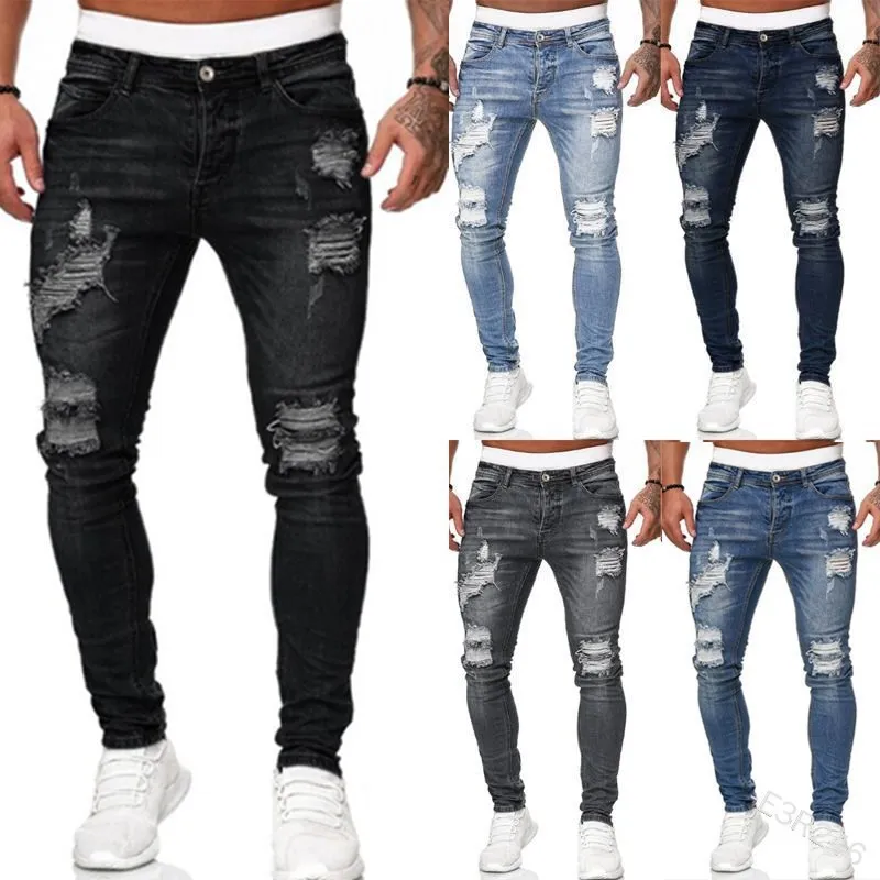 ممزق الرجال الجينز الدنيم بانت - مراجعة Skinny Jeans Ripped وسعره