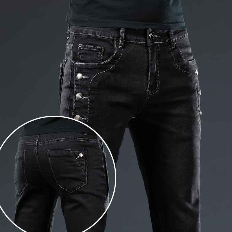 الرجال ضئيلة زر أسود نحيل الجي - مراجعة Skinny Jeans Ripped وسعره