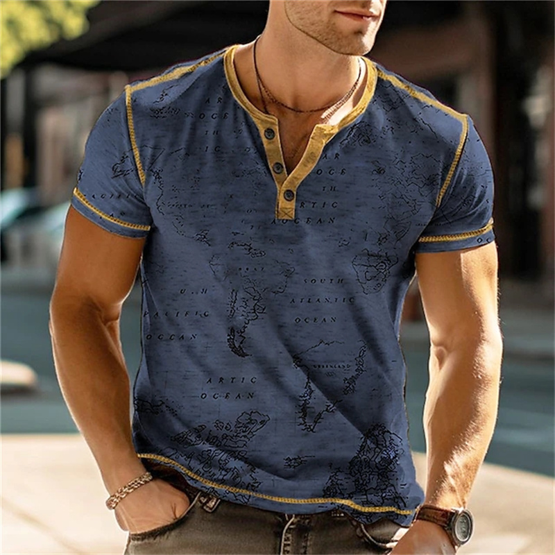 قمصان هنري للرجال بطباعة ثلاثي - مراجعة Mens Fashion Clothes وسعره
