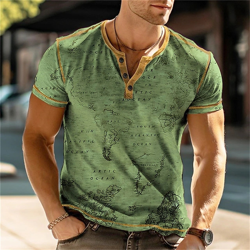 قمصان هنري للرجال بطباعة ثلاثي - مراجعة Mens Fashion Clothes وسعره