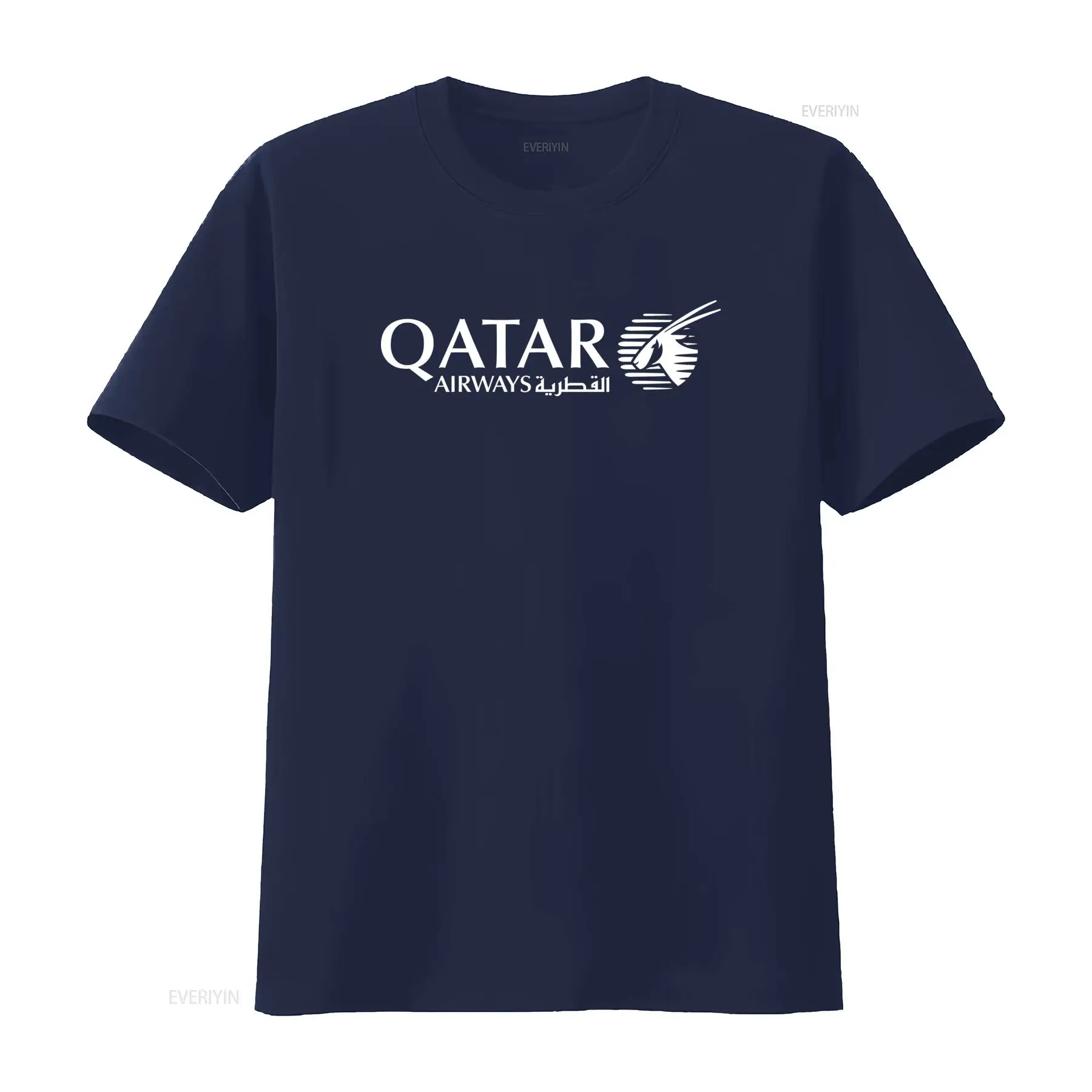 تي شيرت رجالي أزرق داكن بشعار  - مراجعة Men'S Fashion Qatar وسعره